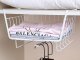 Under-Shelf Hanging Metal Basket with 5 Hooks and Paper Towel Holder, White