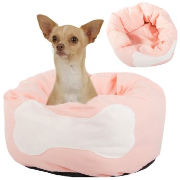 Soft pet bed with raised edges, 32cm, pink, grey, yellow