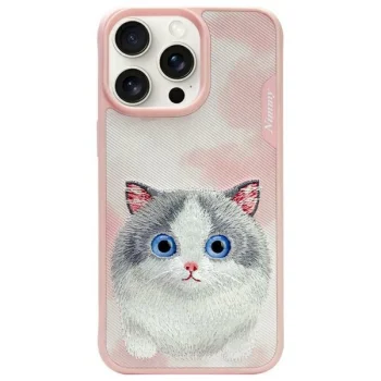 Nimmy iPhone 15 Pro Max Case Big Eyed Pet 2.0 Cat, Pink