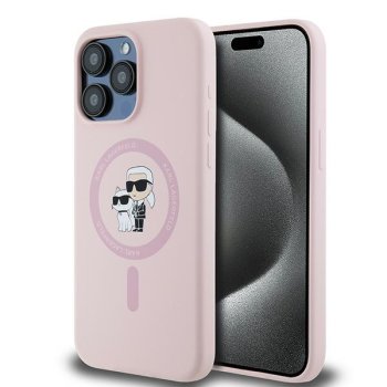 Apple iPhone 15 Pro 6.1'' Karl Lagerfeld Karl&Choupette Glitter MagSafe Cover Case, Pink