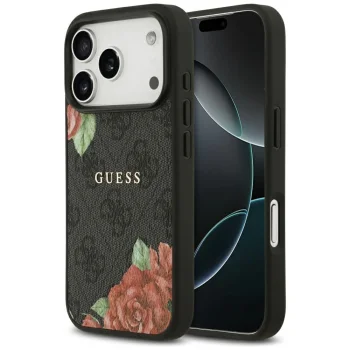 Guess 4G Flowers Print MagSafe Phone Case Cover iPhone 17 Pro Max - black