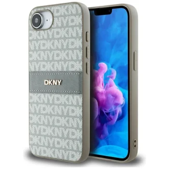 DKNY Mono Stripe & Metal Logo Case for iPhone 16e - Beige