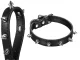 Adjustable Dog Collar with Studs, Faux Leather, Size M