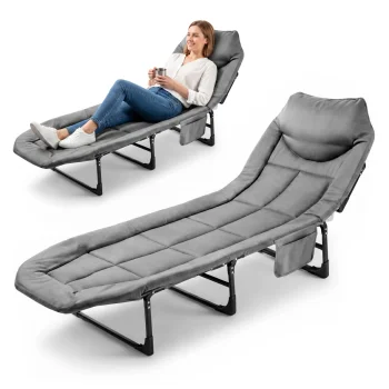 Folding Camping Chair Sun Lounger Mountain Goat - Grey