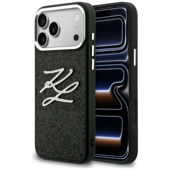 Karl Lagerfeld IML Glitter KL Diamond Logo Phone Case Cover iPhone 17 Pro Max - Black