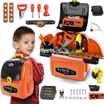 Children Play Set Plastic Tool Box Construction + Backpack