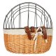 Wicker Bicycle Pet Carrier Basket with Metal Wire Mesh for Dogs Cats