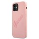 Guess iPhone 12 mini Case Silicone Vintage Script, Pink