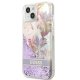 Apple iPhone 13 mini 5.4\'\' Guess Flower Liquid Glitter Case Cover (GUHCP13SLFLSU), Purple