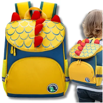 Lightweight Kids Backpack with Dinosaur Motif, Waterproof