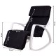 ModernHome Rocking Chair with Adjustable Footrest Lounge Chair, Black and White