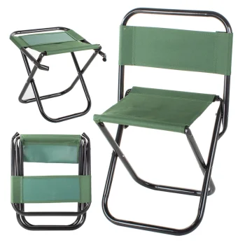 Folding Camping and Fishing Chair with Backrest, Green