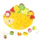 Wooden Balancing Game and Lacing Toy Hedgehog with Fruits