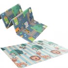 Saliekams divpusējs rotaļu spēļu putu paklājs bērniem NICEKIDS / Bērnu istabas grīdas paklājiņš, Pilsēta/Dzīvnieki, 200x150cm | Double-sided Foam Mat for Children