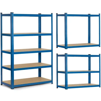 Humberg 4842 Metal Storage Shelving Unit 150 x 75 x 30 cm, Blue