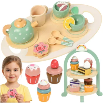 Kruzzel 00026418 Wooden Tea and Dessert Set for Kids