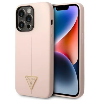 Guess Silicone Triangle Case for iPhone 14 Pro Max Pink