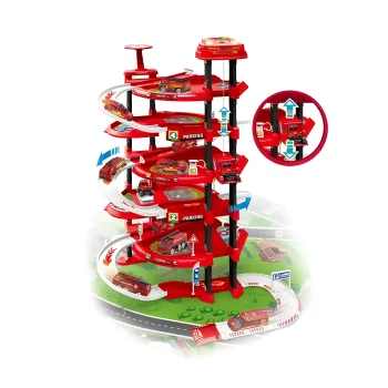 Multistore XXL Fire Department Toy Garage 5 Levels + City Mat, 82 Pieces