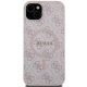 Apple iPhone 14 6.1\'\' Guess 4G Collection Leather Metal Logo MagSafe Case Cover, Pink