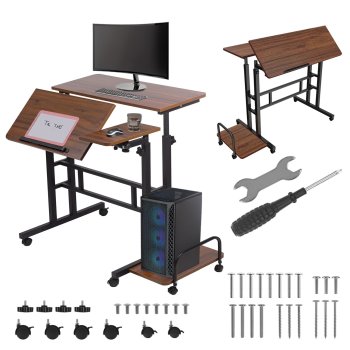 Maclean Mobile Ergonomic Desk, Black, 80x60cm, MC-124 B