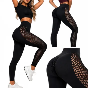 Women's Push Up Sports Leggings with High Waist, Black, S/M