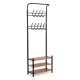 ModernHome Freestanding Coat Rack with 3 Shoe Shelves, 18 Hooks, Black
