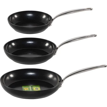 GreenPan Barcelona 3-Piece Frying Pan Set (20/24/28 cm), Black