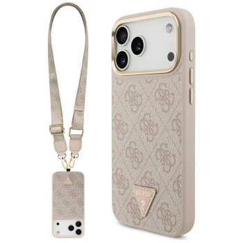 Guess 4G Triangle Logo & Big Strap Metal Buttons MagSafe Phone Case Cover iPhone 17 Pro Max - Pink
