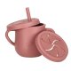 Set of silicone children\'s dishes 9 elements, dark pink