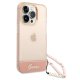 Guess Translucent Pearl Strap Case for iPhone 14 Pro 6.1\", Pink