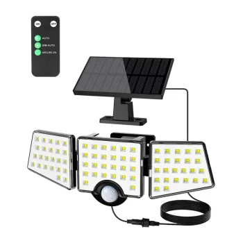 LEPRO 640005-DW Solar LED Lamp with Motion Sensor and Remote Control, 1000 lm, IP65, White