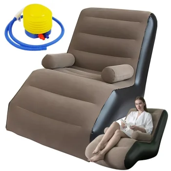 Inflatable Lounge Chair with Armrests and Pump