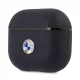 BMW Genuine Leather Silver Logo Case for AirPods 3, Navy Blue