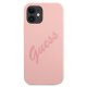 Guess iPhone 12 mini Case Silicone Vintage Script, Pink