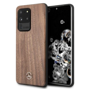 Mercedes Samsung Galaxy S20 Ultra Case Wood Line Walnut, Light Brown