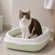 Open Rimmed Cat Litter Box with Scoop, 45x34x12cm, Green