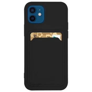 Silicone Case with Card Slot for Samsung Galaxy A42 5G, Black