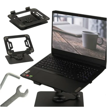 Adjustable 360° Laptop Stand, Metal, Black