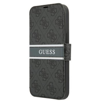 Apple iPhone 13 mini 5.4" Guess 4G Stripe Book Case Cover (GUBKP13S4GDGR), Grey