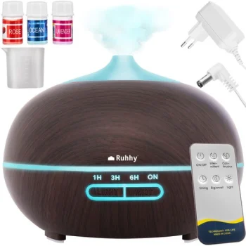 Ruhhy 00023509 Ultrasonic Humidifier and Aroma Diffuser 400ml, Brown