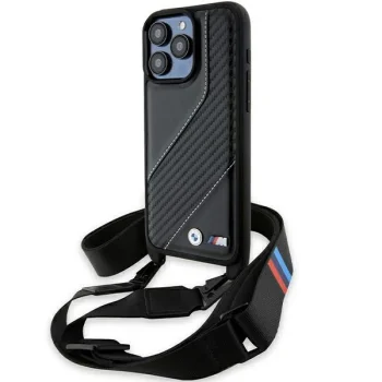 BMW iPhone 15 Pro Case M Edition Carbon Stripe & Strap, Black