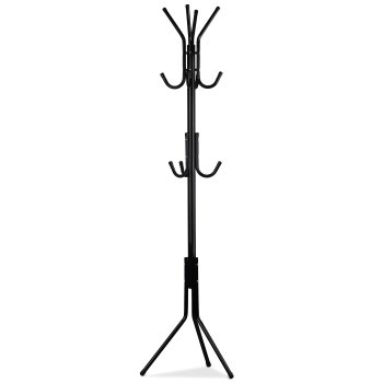 ModernHome Standing Metal Coat Rack with 11 Hooks, Black