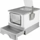 Enclosed Cat Litter Box with Pull Out Drawer and Top Entry Exit, Gray White