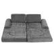 ECOTOYS Large Modular Kids Play Couch, 10-Piece 2-Seater Sofa, Grey