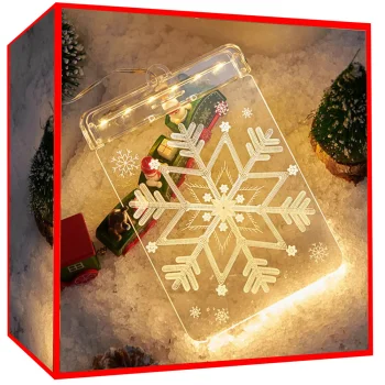 3D LED Window Stained Glass, Christmas Decoration, Warm Light