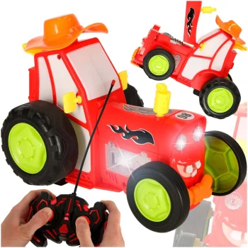 RC Jumping and Dancing Tractor Toy with Sound, Red