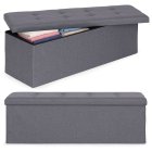 Storage Ottoman Bench 111x38 cm Upholstered ModernHome, dark grey