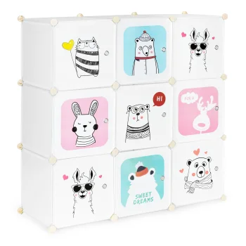 Modernhome PJJCBS0009-09B Children's Modular Shelving Unit, 9 Compartments, White