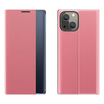 Atverčiamasis dėklas Sleep Case su langeliu, skirtas iPhone 13 mini, rožinis