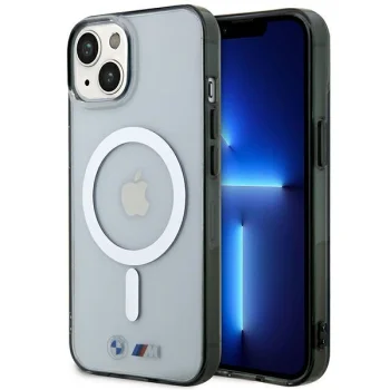 BMW iPhone 14 Case Silver Ring MagSafe, Transparent